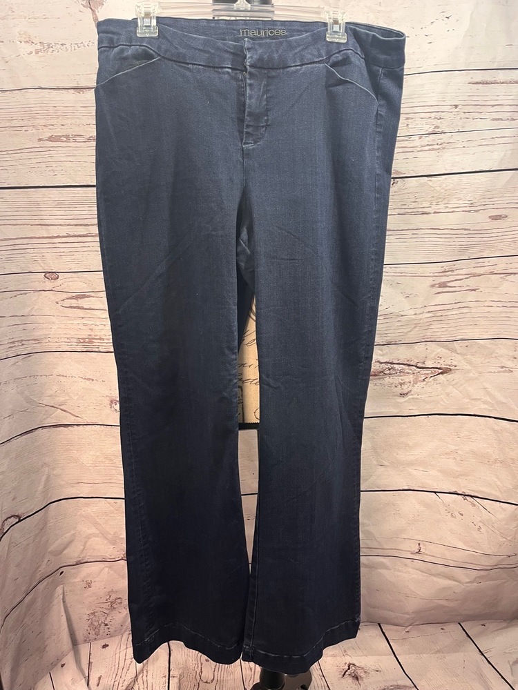 Maurices Jeans Womens Size 15 16 Blue Denim Wide Leg Mid Rise Casual Chic